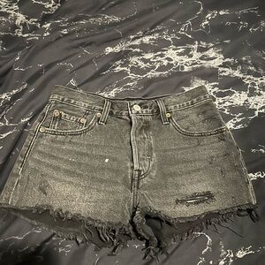 Levi's Black Distressed Jean Shorts
